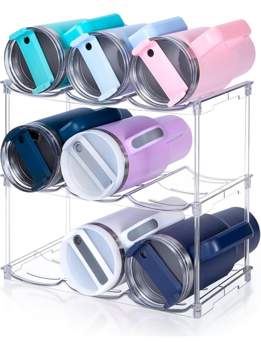 Stackable Water Bottle Organizer for 40 oz Tumblers - Space-Saving Storage